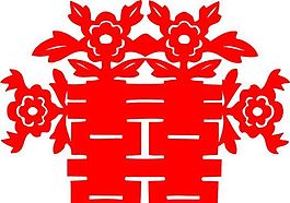 0042_雙喜字 囍 吉祥圖案 剪紙 矢量AI