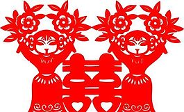 0038_雙喜字 囍 吉祥圖案 剪紙 矢量AI
