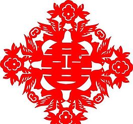 0037_雙喜字 囍 吉祥圖案 剪紙 矢量AI