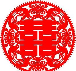 0025_雙喜字 囍 吉祥圖案 剪紙 矢量AI