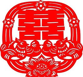 0021_雙喜字 囍 吉祥圖案 剪紙 矢量AI