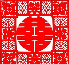 0009_雙喜字 囍 吉祥圖案 剪紙 矢量AI