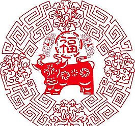 2009年新年春節(jié)矢量素材 牛的剪紙 ai格式_03