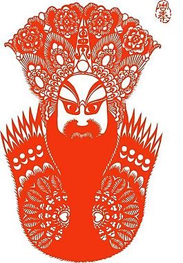 穎考叔 伐子都 三塊瓦臉 中國傳統文化 京劇臉譜剪紙_10