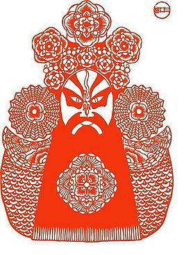 夏侯霸 鐵籠山 三塊瓦臉 中國傳統(tǒng)文化 京劇臉譜剪紙_24
