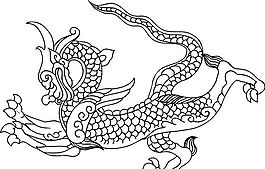 龍紋 中華傳統(tǒng) 花紋 黑白 裝飾 AI