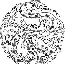 龍紋 中華傳統(tǒng) 花紋 黑白 裝飾 AI
