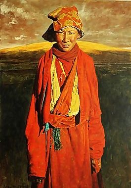 1999晨光僧人90x60cm