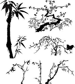 水墨花草 EPS