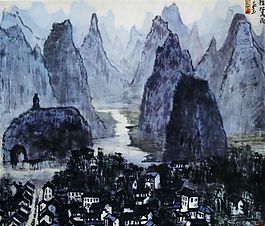 桂林春雨 水墨畫