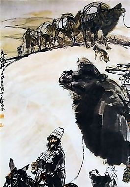 大漠行人物國畫