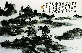 设色山水图轴传统水墨画