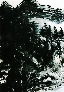 设色山水传统水墨画