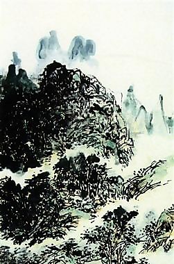 峨眉龙门峡图轴传统水墨画