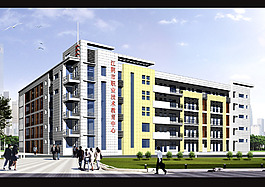職業技術學校綜合樓建筑設計效果圖