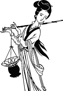 復古古代美女矢量圖