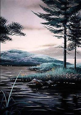 自然风景 丙烯画 装饰画_0040