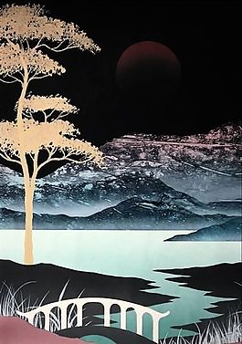 樹木風(fēng)景 丙烯畫 裝飾畫_0030