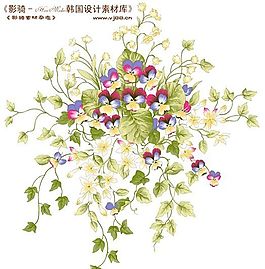時(shí)尚彩繪花草 裝飾圖案 分層 PSD_1123