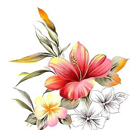 彩繪花草 花草圖案 分層素材 PSD格式_0016