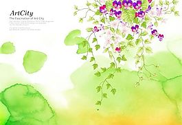 绿色蔓藤花纹底纹背景分层模板