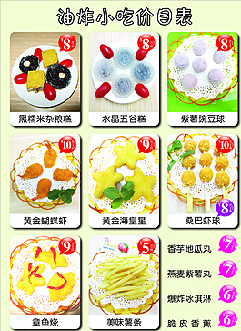油炸食品菜單圖片