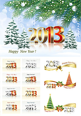 精致2013新年主題矢量素材