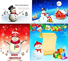 可愛圣誕雪人矢量素材