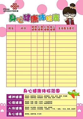 身心健康體檢表