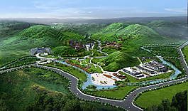 山體建筑鳥瞰圖素材