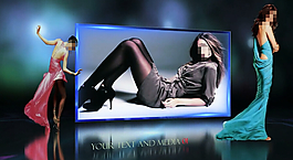 時尚模特視頻相框三維場景展示AE模板