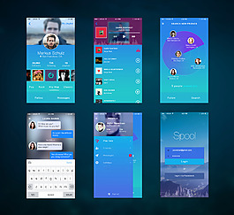 藍色風格音樂社交APP模板spoolui