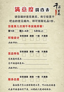 滿意度調(diào)查表