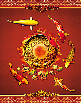 中國風(fēng)大氣錦鯉圖片設(shè)計psd
