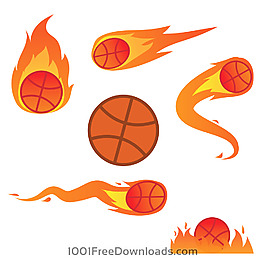 带火的篮球高清矢量图