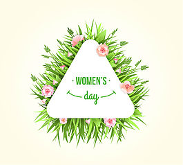 創(chuàng)意婦女節(jié)花卉三角標(biāo)簽矢量素材
