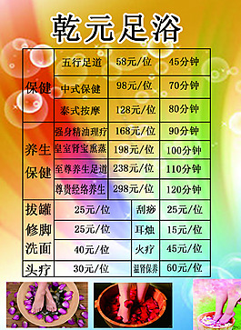 足浴養生保健桌牌