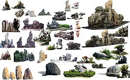 假山  園林   石塊  綠化