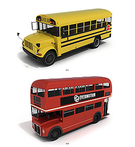 超精細的3DMAX交通工具模型-公交車
