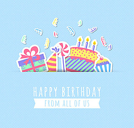 清新生日賀卡矢量素材下載