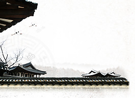 中國風屋檐元素意境背景PSD