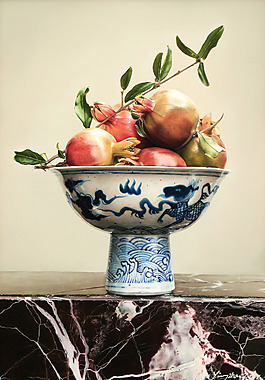 静物油画石榴装饰画