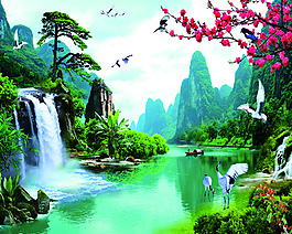 中式山水風景畫