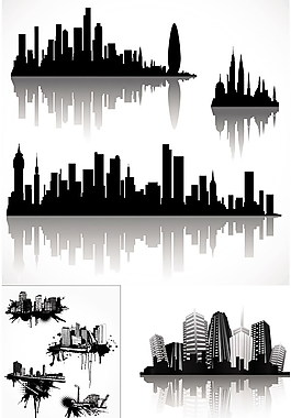 超酷城市剪影矢量图