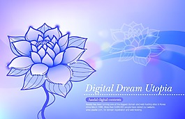 藍(lán)色 紫色 荷花線條 優(yōu)美 典雅迷人優(yōu)雅