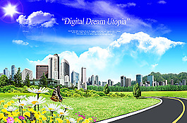 城市建設展板背景