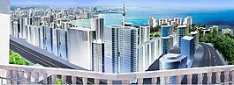 高清晰精細分層城市大樓圖