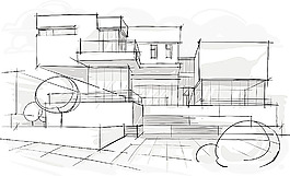 手绘房屋建筑