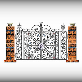 矢量花紋鐵門設計