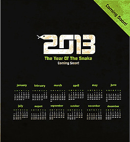 2013年日歷模板